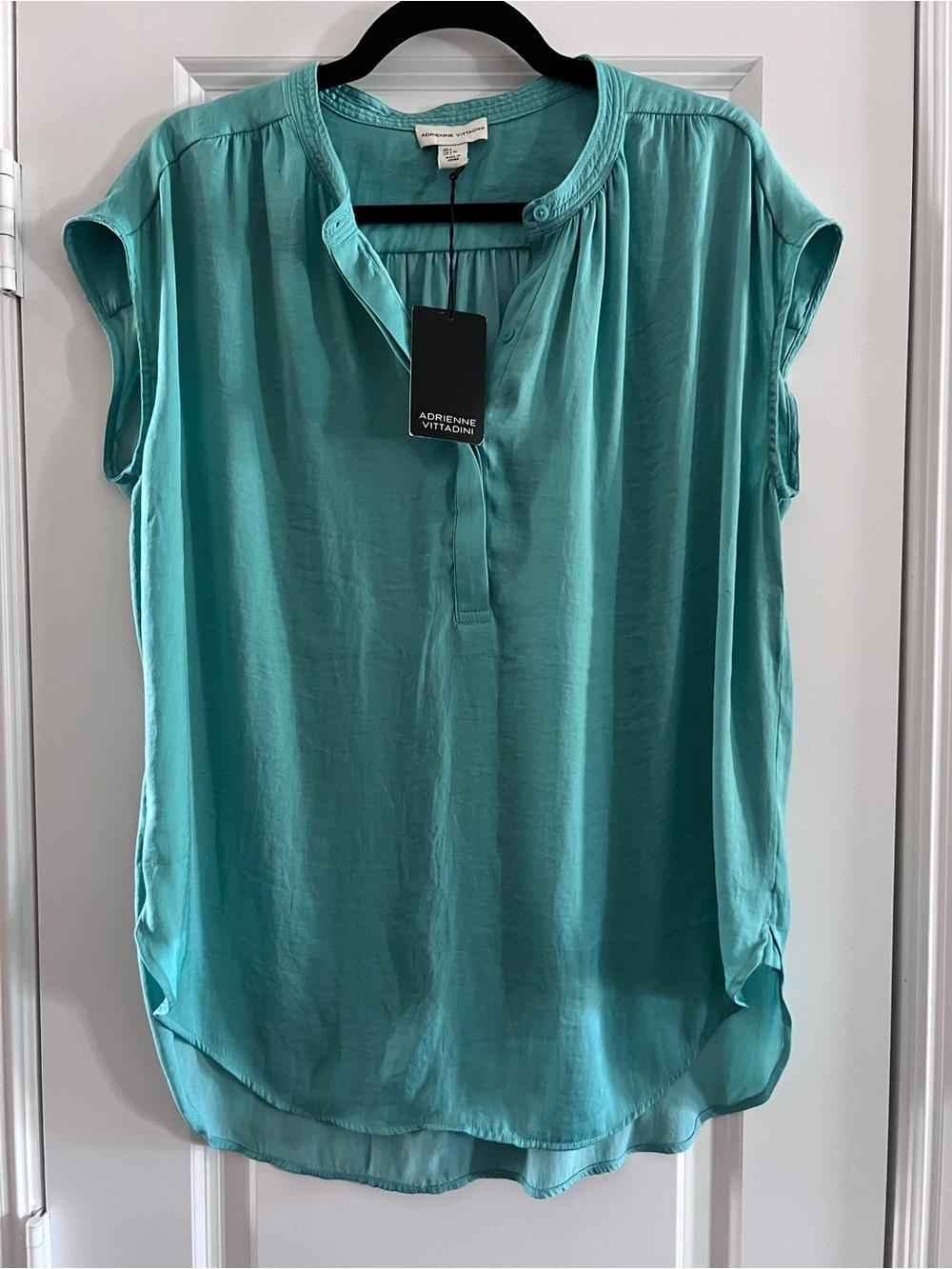 Adrienne Vittadini Aqua Cap Sleeve Tunic Blouse